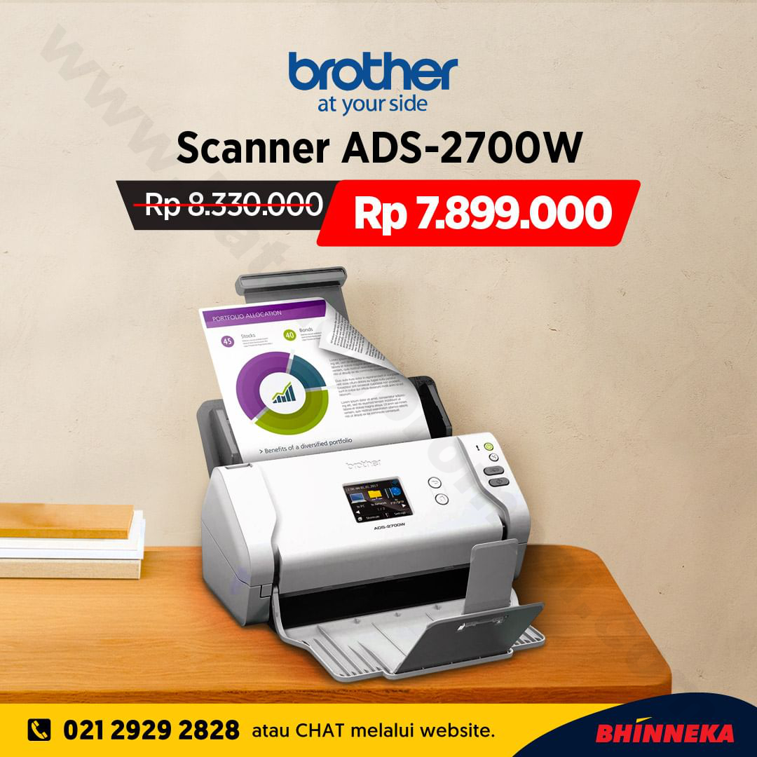 BROTHER Scanner ADS-2700W Scanner Ideal Rekomendasi Bhinneka Promo ...