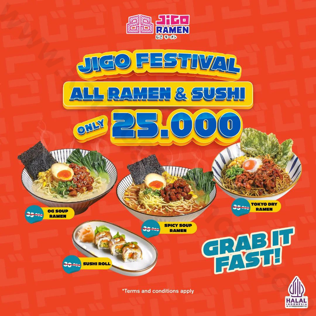 Promo JIGO RAMEN FESTIVAL dapatkan HARGA SPESIAL untuk Semua Ramen