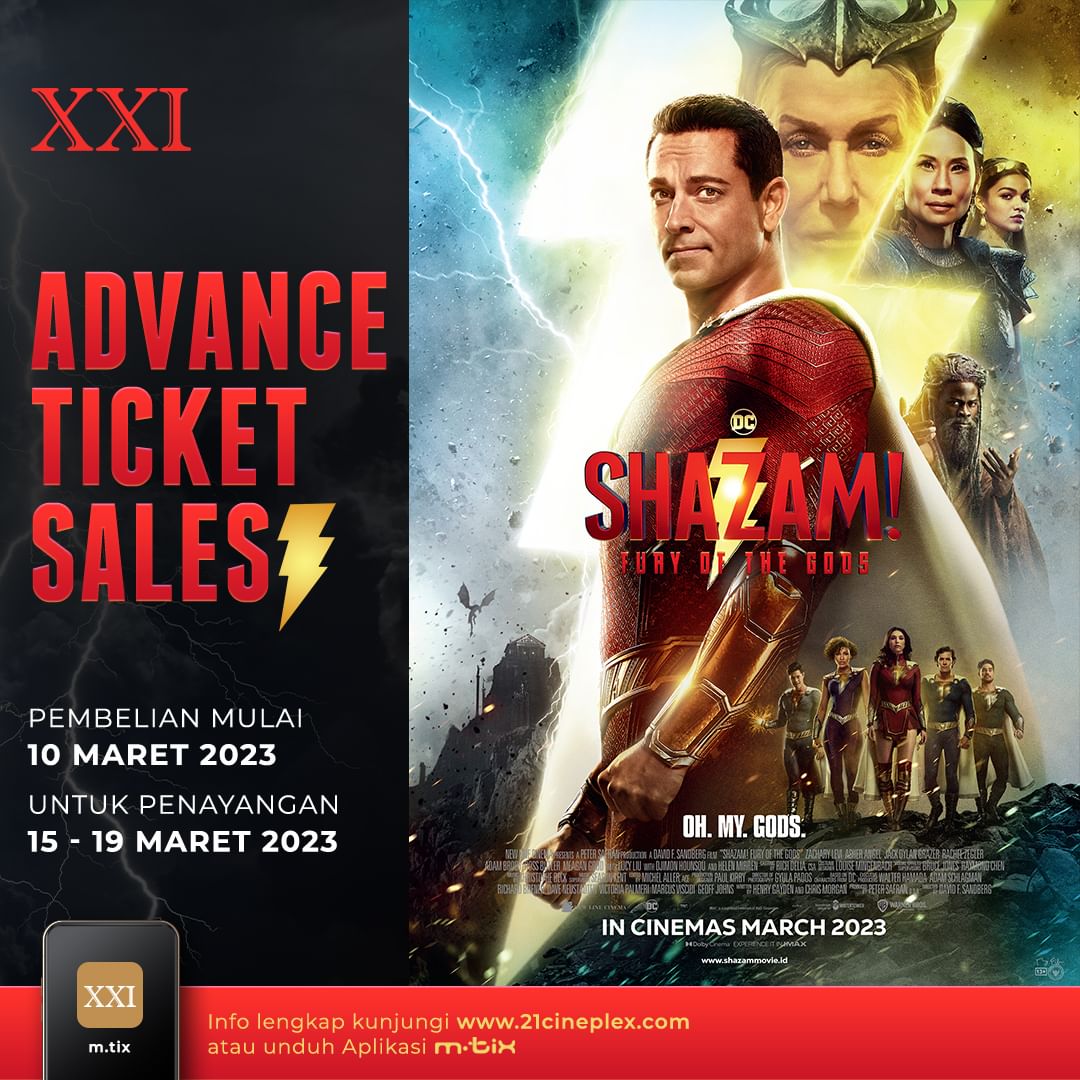 Promo CINEMA XXI PRE ORDER TIKET SHAZAM : FURY OF THE GODS mulai tanggal 10 Maret 2023