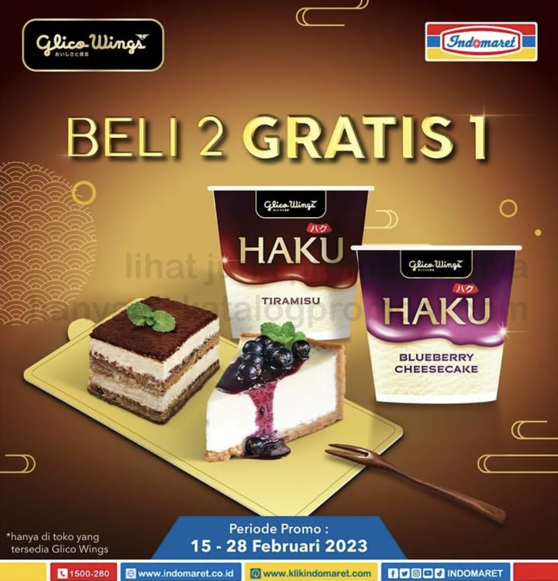 Promo INDOMARET BELI 2 GRATIS 1 untuk HAKU Blueberry Cheesecake & Tiramisu