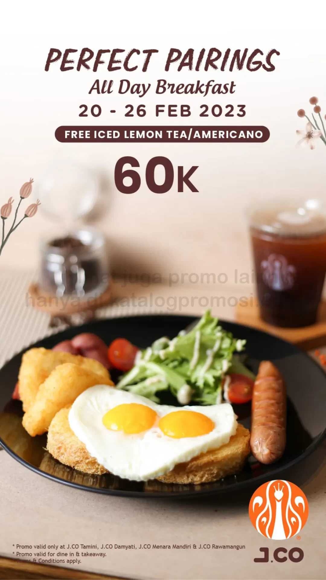 Promo JCO GRATIS Iced Lemon Tea / Americano setiap pembelian All Day Breakfast 