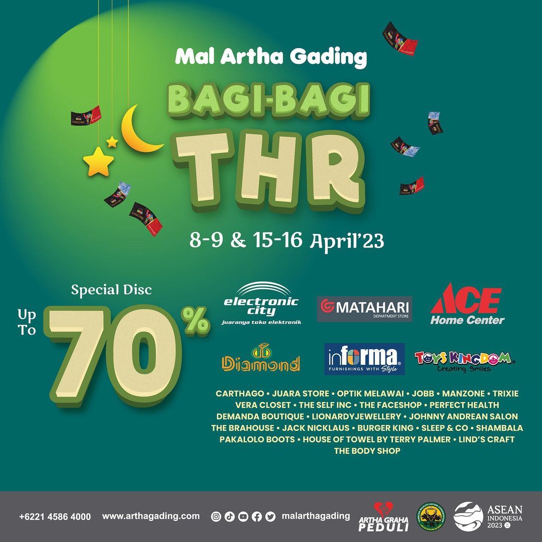 Promo MAL ARTHA GADING Bagi-Bagi THR - SPECIAL DISCOUNT up to 70% off