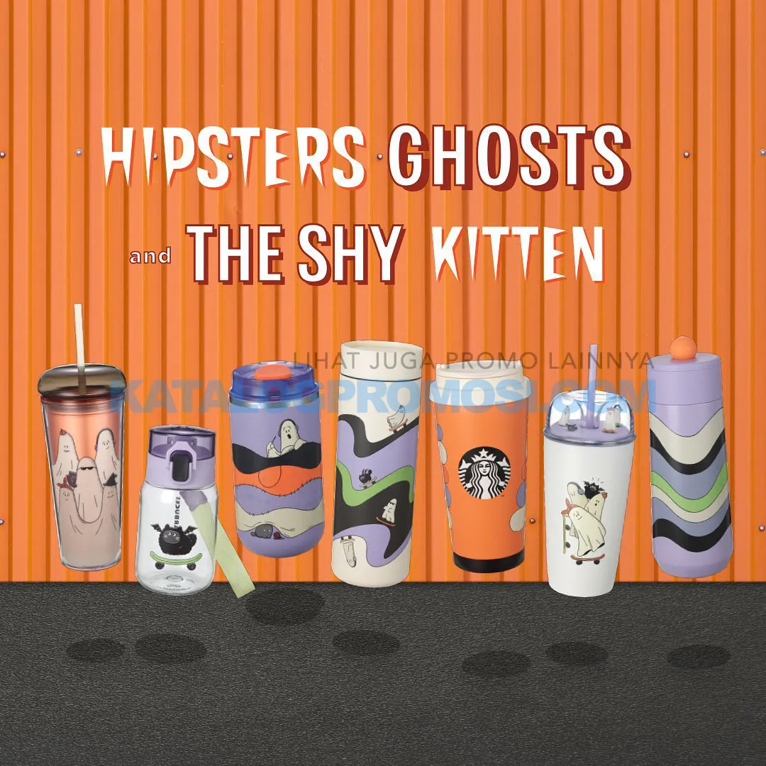 Promo Starbucks Hipster Ghosts & The Shy Kitten Collection Tumbler