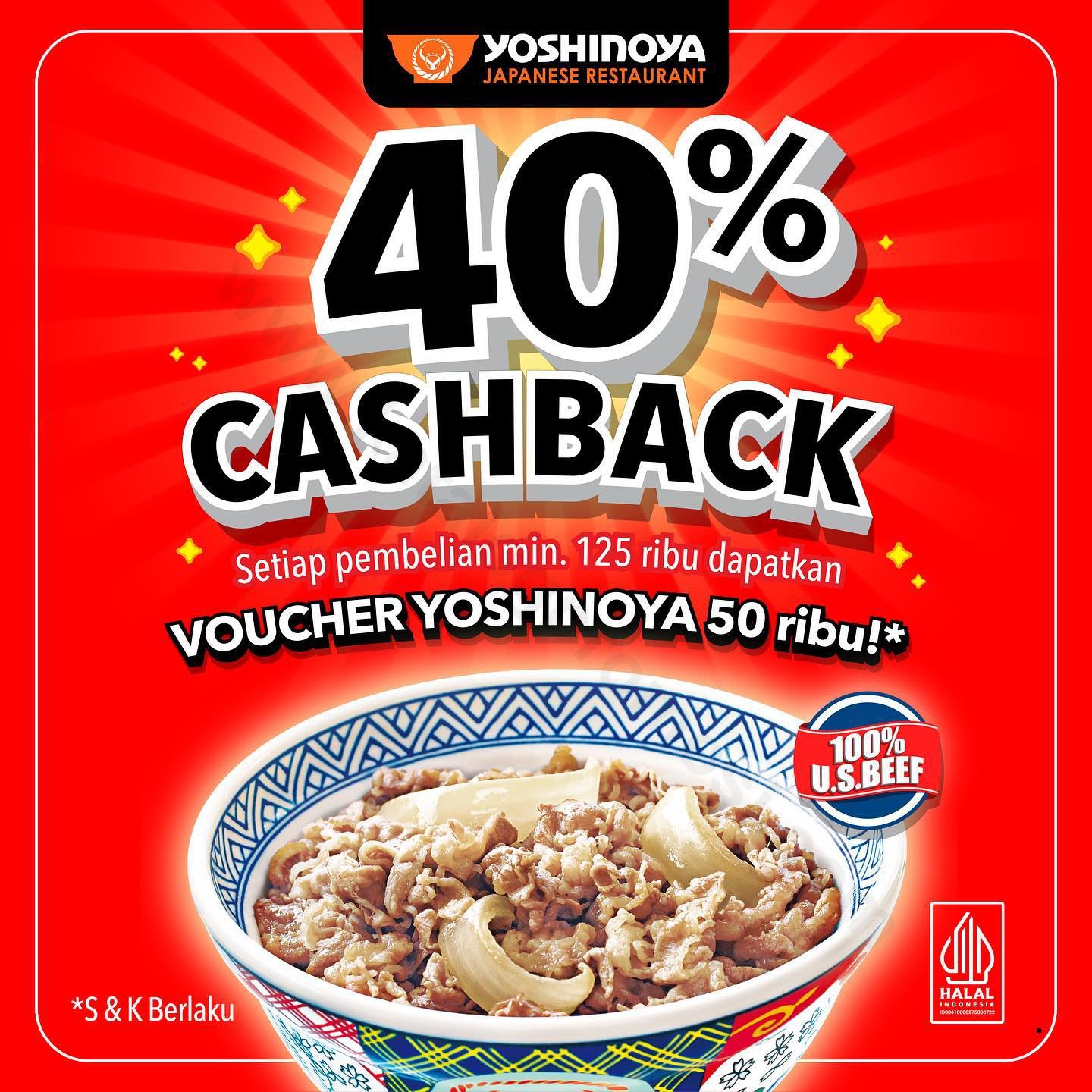 Promo Yoshinoya Cashback 40