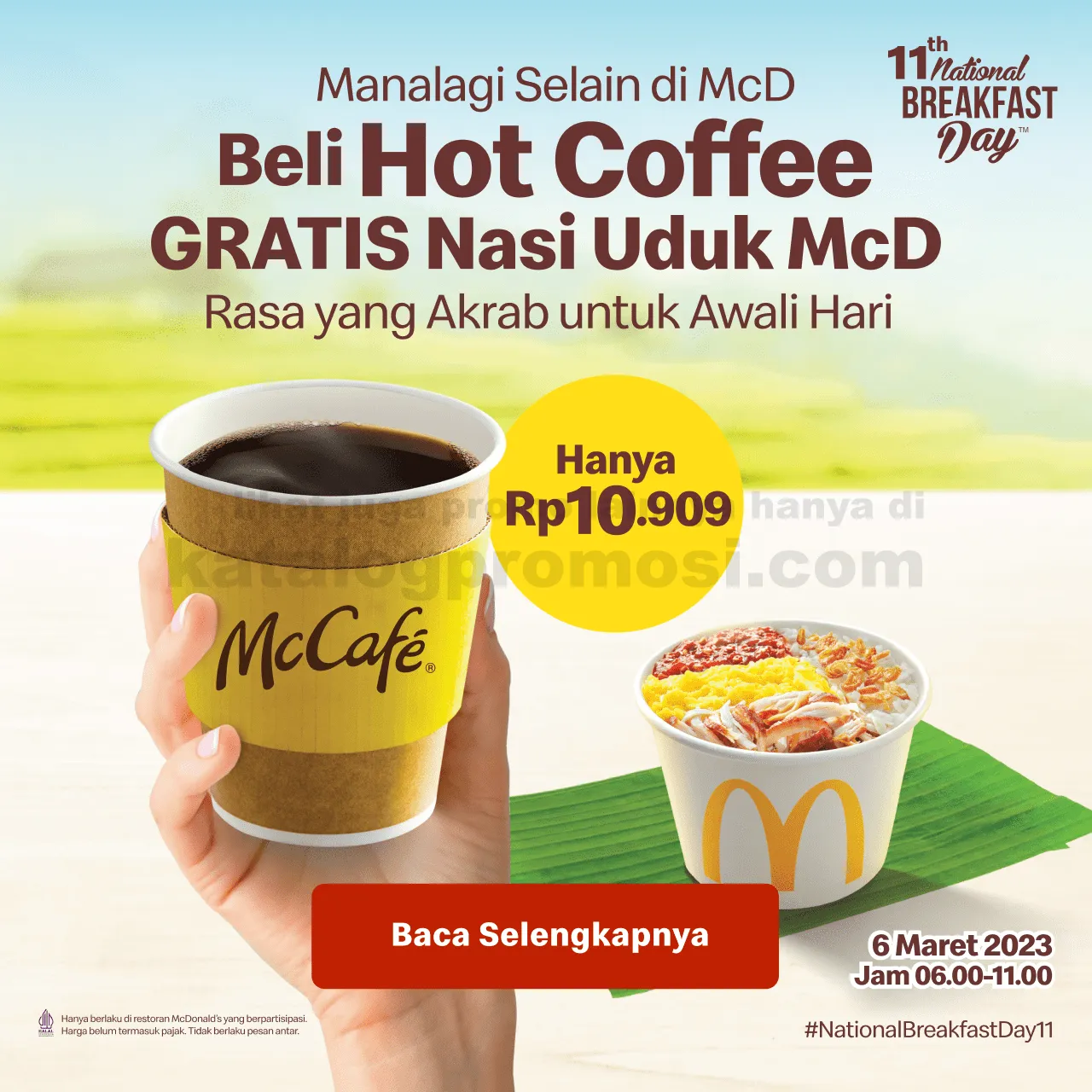 Promo MCDONALDS National Breakfast Day - BELI HOT COFFEE GRATIS NASI UDUK MCD