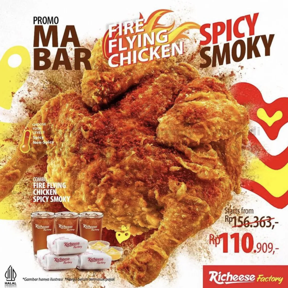 Promo RICHEESE FACTORY Combo MABAR Fire Flying Chicken SPICY SMOKY mulai Rp. 110.909
