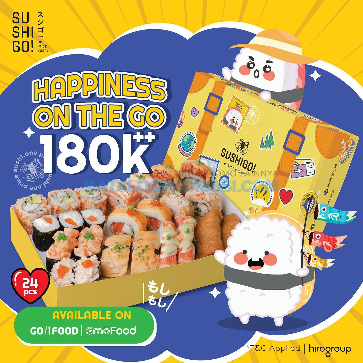 SUSHI GO! Promo HAPPINESS ON THE GO PLATTER cuma Rp. 180.000++ khusus via GOFOOD & GRABFOOD