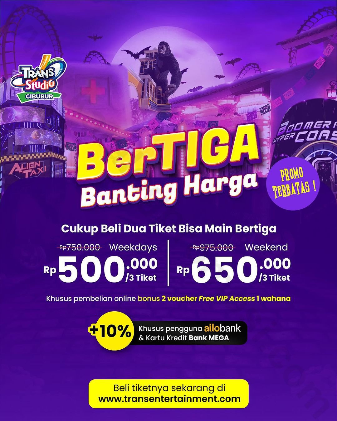 TRANS STUDIO CIBUBUR Promo BANTING HARGA! Harga Spesial Tiket Untuk ...