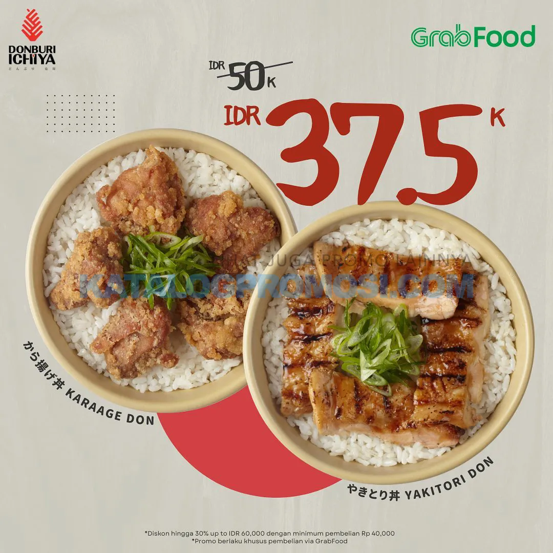 Promo DONBURI ICHIYA DISKON HINGGA 30% khusus pemesanan via GRABFOOD