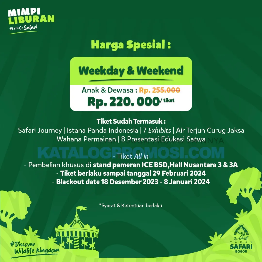 Promo Taman Safari Bogor - Harga tiket masuk mulai Rp. 220.000