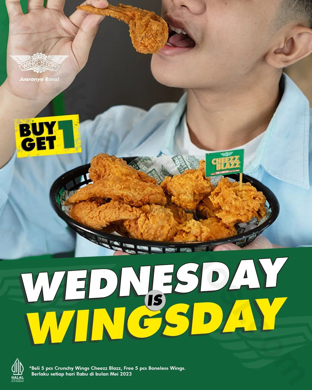 Promo WINGSTOP WEDNESDAY is WINGSDAY BELI 5 Crunchy Wings Cheezz