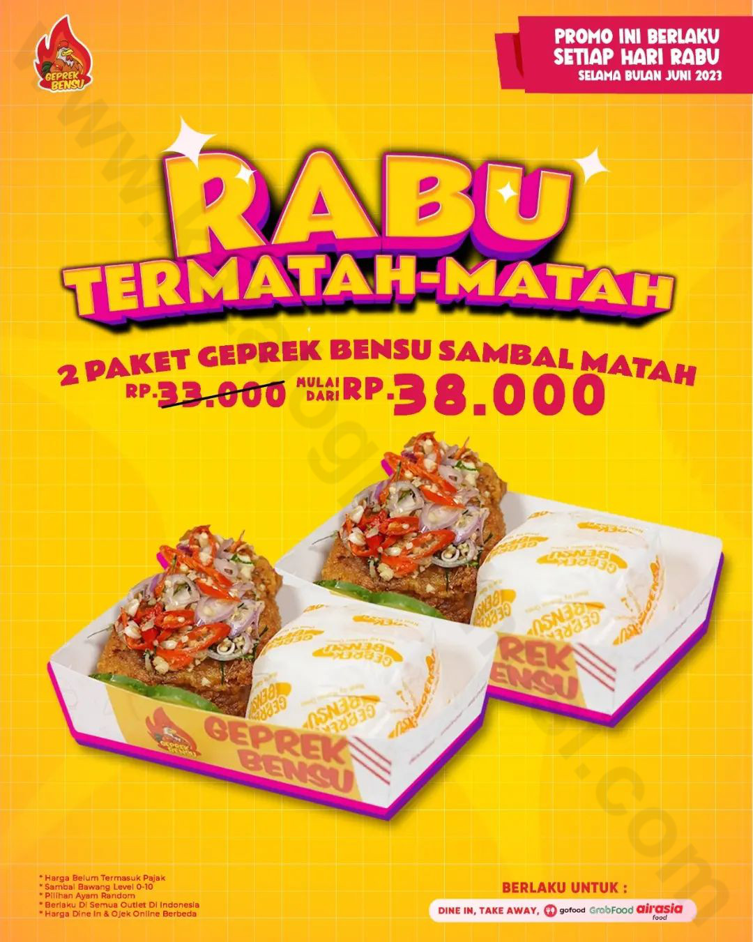 Geprek Bensu Promo Rabu Termatah Matah Beli 2 Paket Geprek Bensu