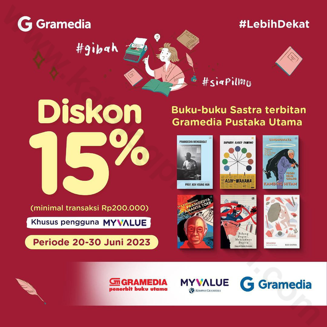 Promo GRAMEDIA GIBAH! Dapatkan DISKON 15% Buku Sastra Khusus Untuk ...