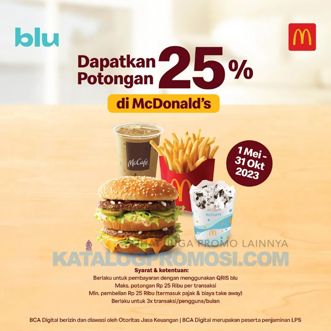 Promo McDonald’s Cashback 25% pakai QRIS blu