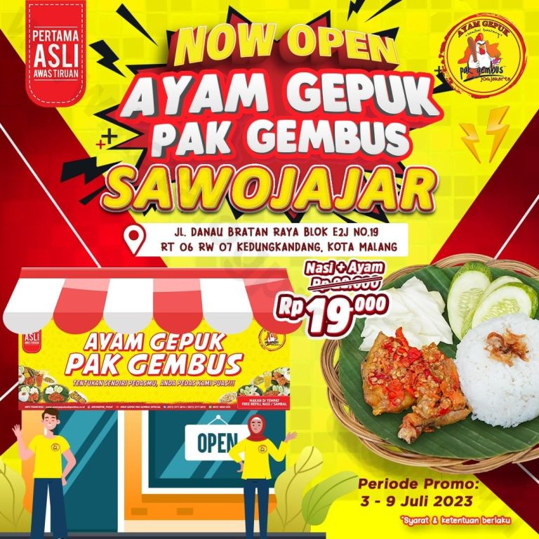 Ayam Gepuk Pak Gembus Sawojajar Malang Opening Promo Paket Ayam