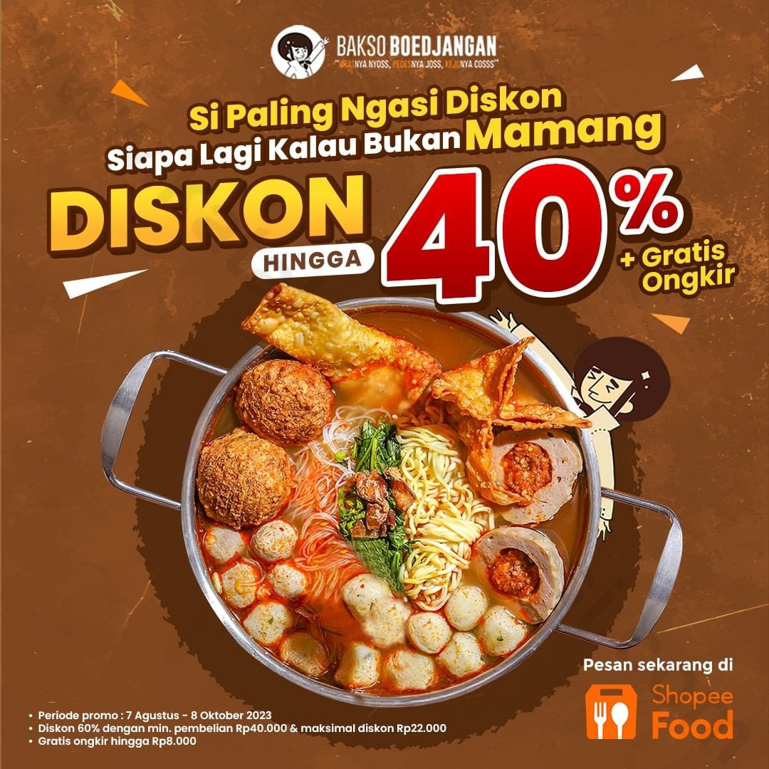 Bakso Boedjangan Promo Diskon Hingga 40 Gratis Ongkir Khusus