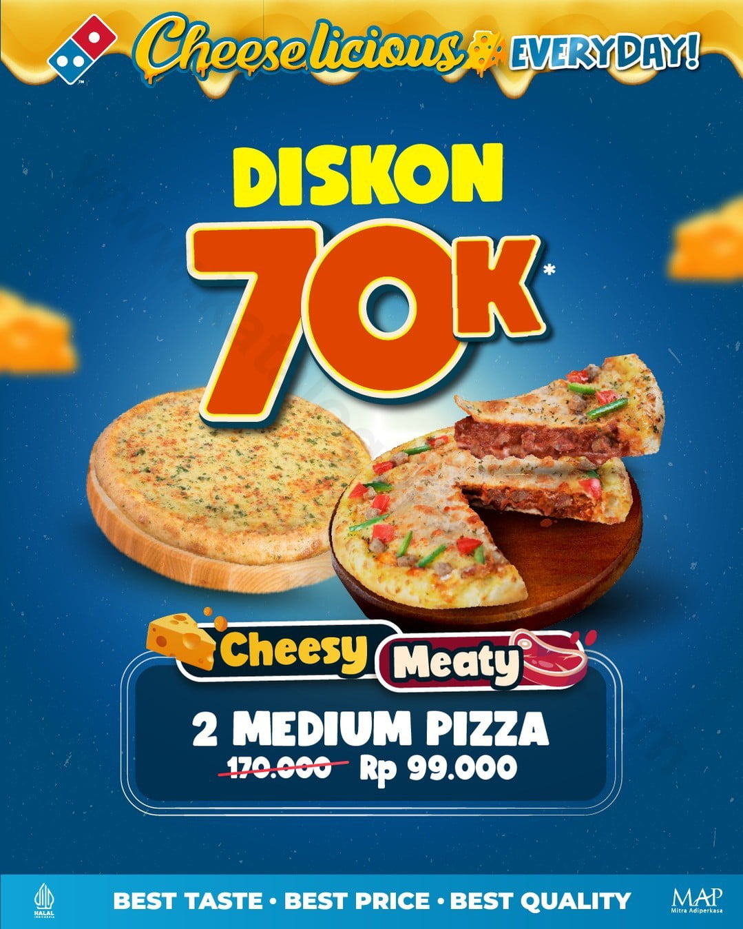 DOMINO’S PIZZA Promo Discount 70K For 2 Best Seller Medium Pizza*