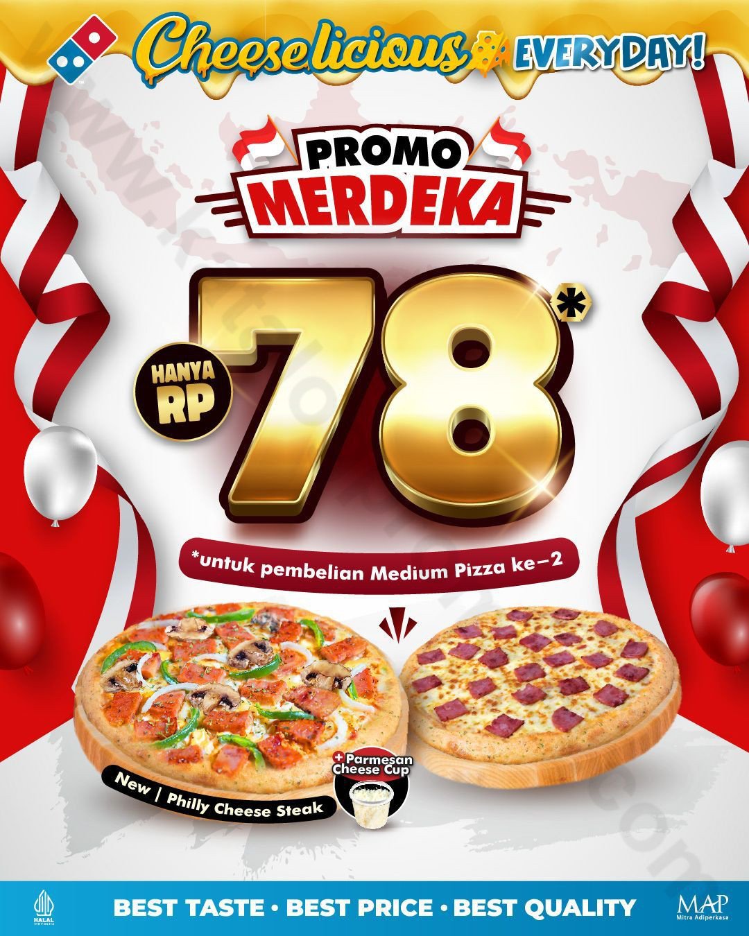 DOMINO’S PIZZA Promo SPESIAL MERDEKA! Tebus Hemat MEDIUM PIZZA Ke-2 ...