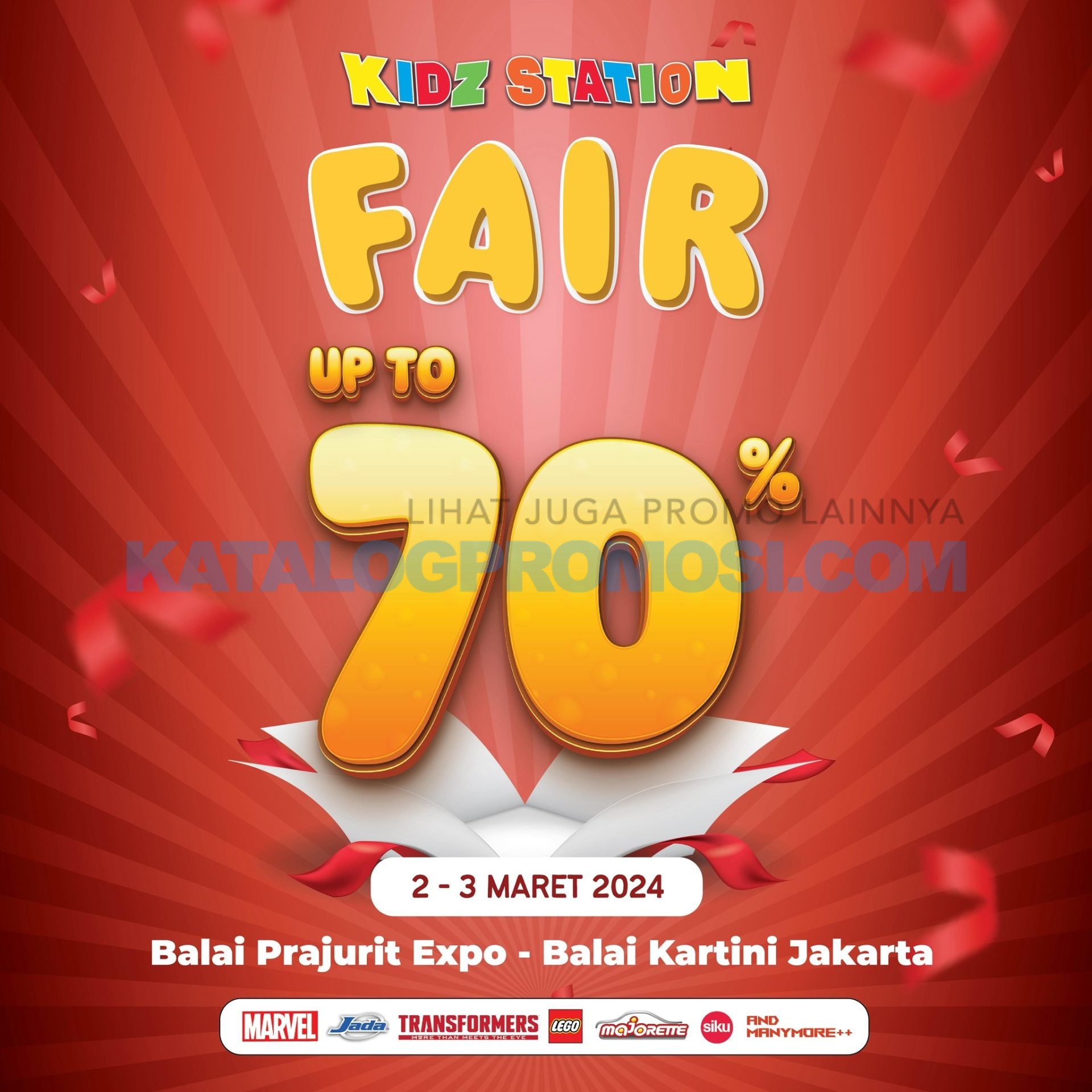 Promo KIDZ STATION Toys Fair - SAVE Up To 70% berlaku di Balai Prajurit Expo - Balai Kartini Jakarta tanggal 02-03 Maret 2024