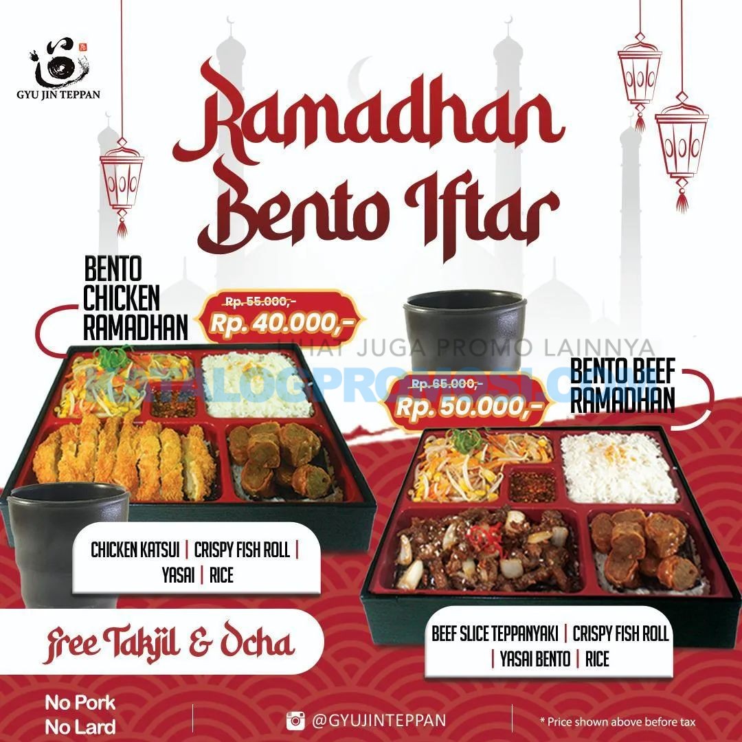 Promo GYU JIN TEPPAN Ramadan Bento Iftar - Paket Berbuka mulai Rp. 40.000 tersedia selama bulan RAMADAN