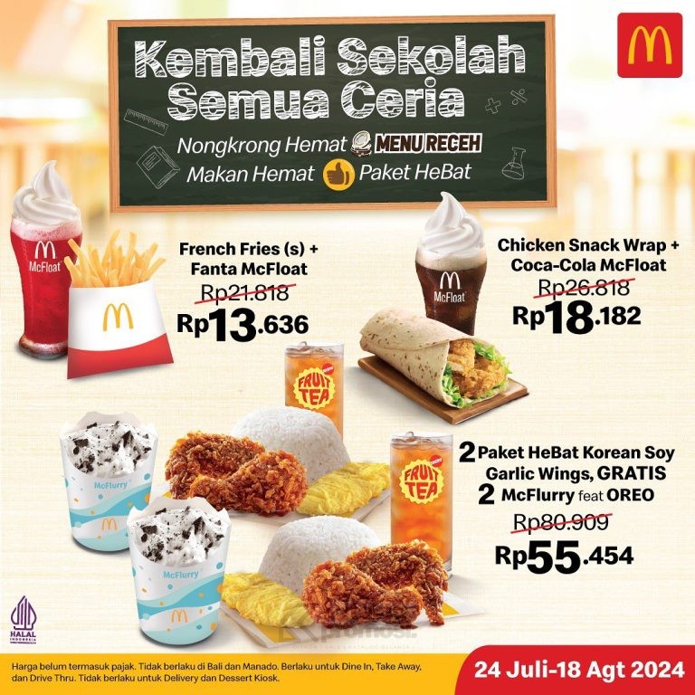 Promo MCDONALDS PAKET MENU RECEH CUMA RP. 13RIBUAN AJA