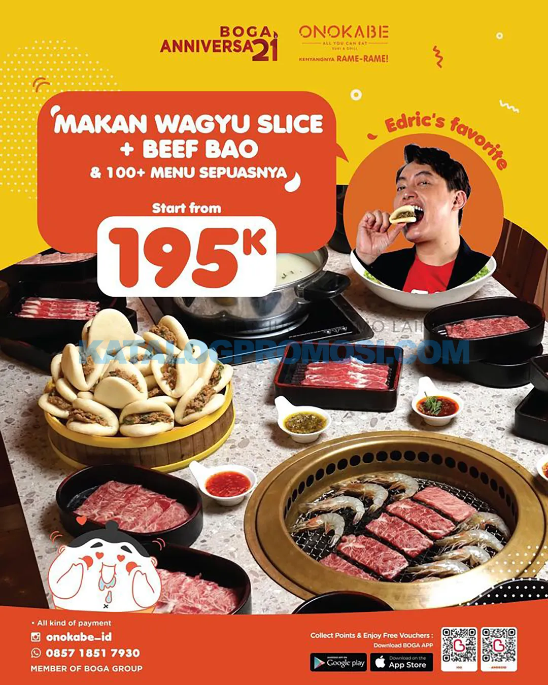 Promo ONOKABE SPECIAL 21 ANNIVERSARY BOGA GROUP - ALL YOU CAN EAT Wagyu Slice & Beef Bao SEPUASNYA mulai Rp. 195.000