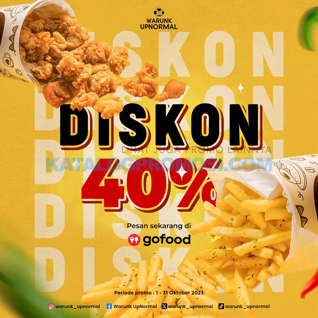 WARUNK UPNORMAL Promo DISKON hingga 40% khusus pemesanan via GOFOOD
