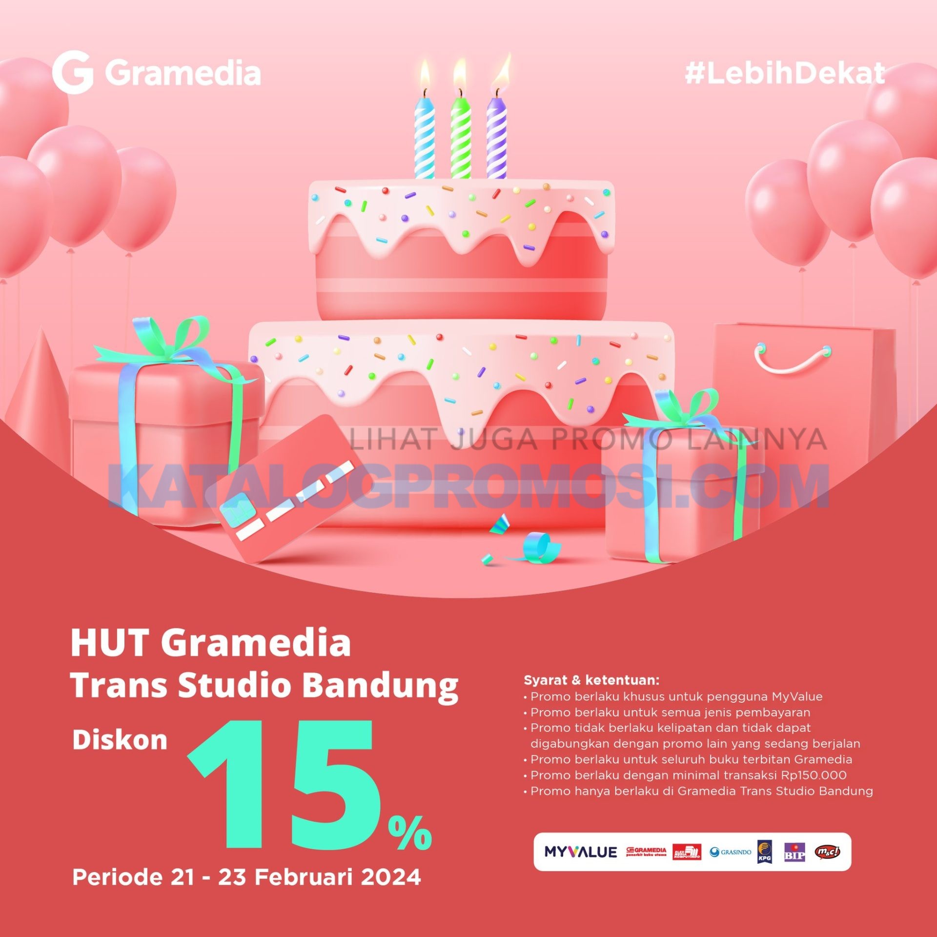 Promo HUT Gramedia Trans Studio Bandung - DISCOUNT 15% OFF HANYA di tanggal 21-23 Februari 2024