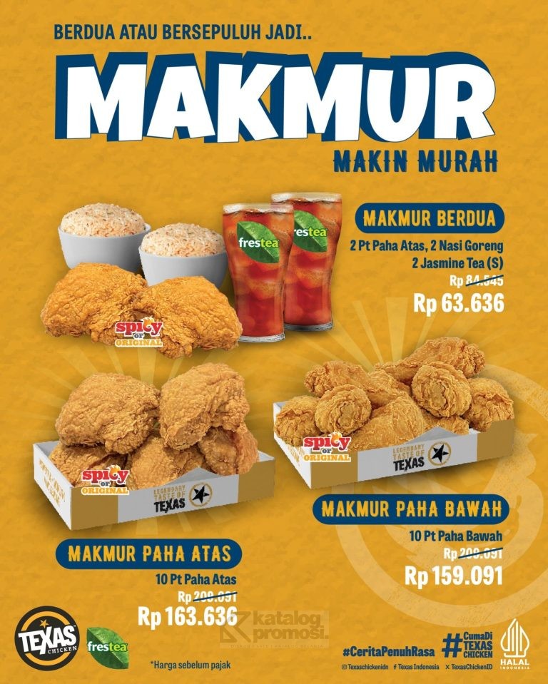 Promo TEXAS CHICKEN Paket MAKMUR (Makin Murah) mulai Rp. 63.636*