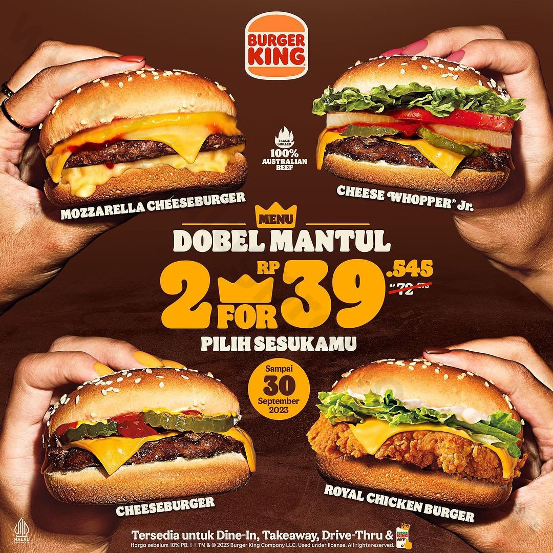 PROMO BURGER KING Double Mantul 2 For Rp 39.545*