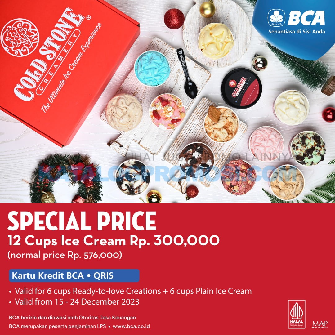 Promo COLD STONE BCA - 12 Cups 'Like It' Ice Cream ONLY Rp. 300.000