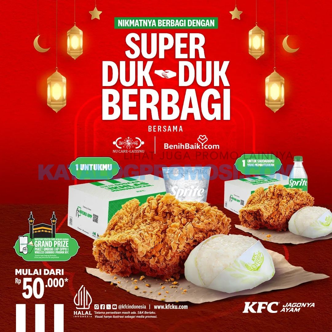 Promo KFC KFC Super Duk-Duk Berbagi - HARGANYA mulai Rp. 50ribuan aja tersedia dari 11 Maret - 15 April 2024