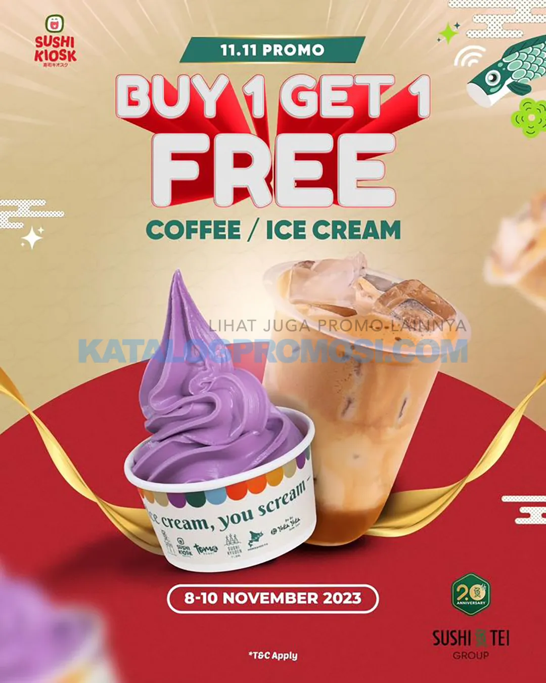 Promo Sushi Kiosk 11.11 - BELI 1 GRATIS 1 untuk COFFEE/ICE CREAM