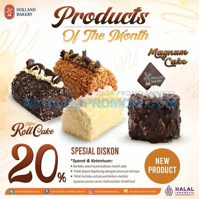 Promo Holland Bakery Diskon 20% untuk MINI ROLL CAKE dan MAGNUM CAKE berlaku sd. tanggal 29 Februari 2024