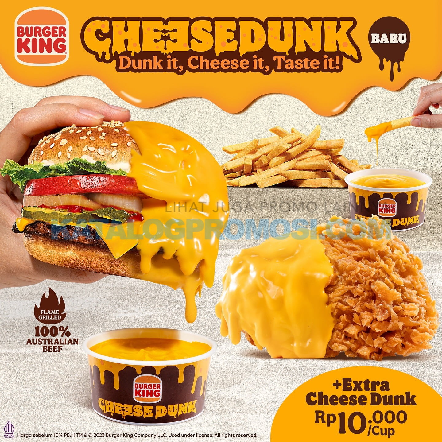 BARU! CHEESE DUNK dari BURGER KING tersedia dalam Cheese Whopper Jr., Crispy Chicken atau Fries Burger King