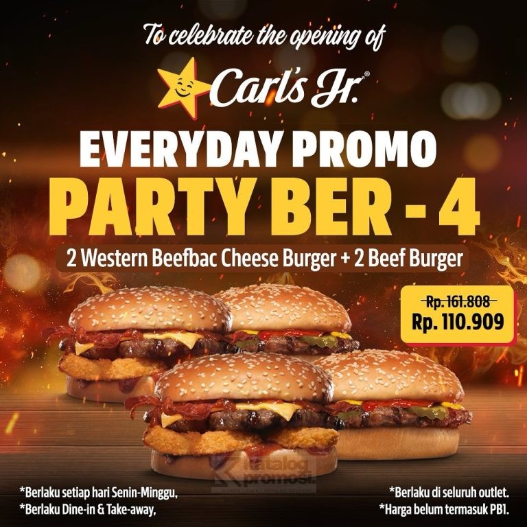 Promo CARLS Jr Everyday Deals Paket Ber 4 Cuma Rp 110.909 Aja*