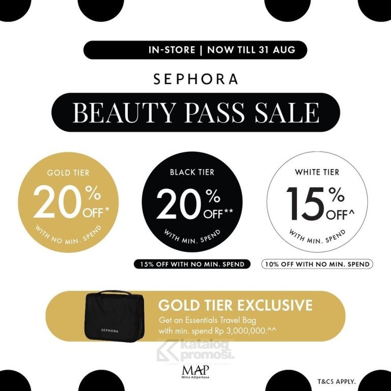 Promo Sephora Beauty Pass Sale Extra Discount up to 20% off berlaku sd. tanggal 31 Agustus 2024