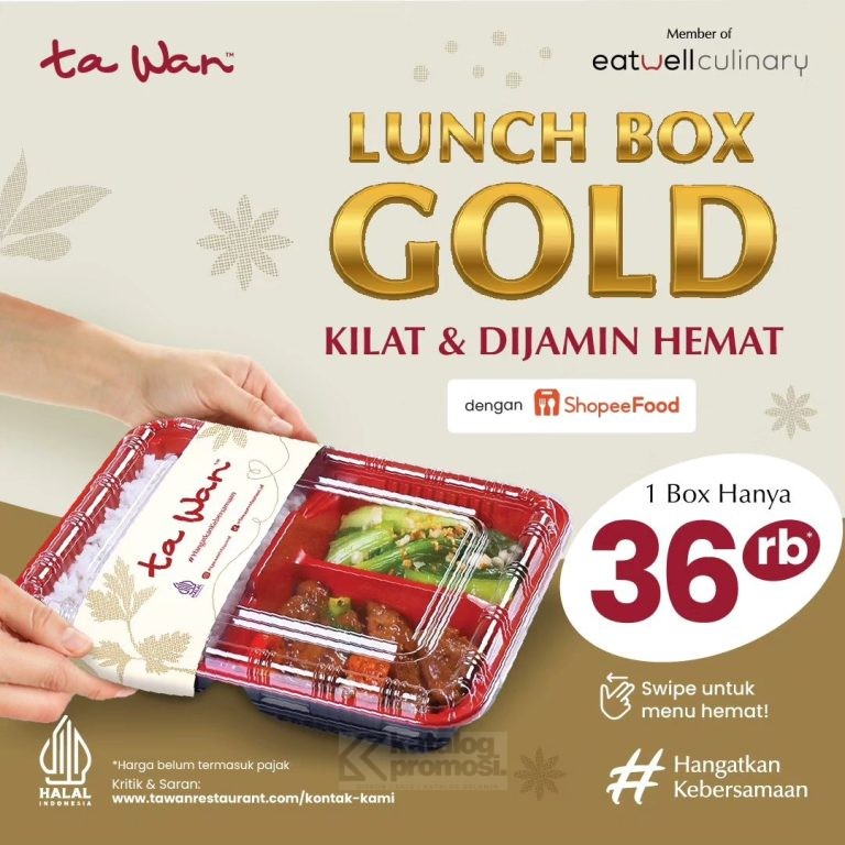 Promo TA WAN SPESIAL SHOPEEFOOD - PAKET LUNCH BOX GOLD cuma Rp. 36RB