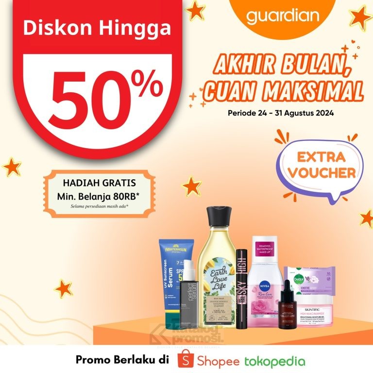 Promo Guardian AKHIR BULAN CUAN MAKSIMAL DISKON hingga 50% untuk Produk Pilihan