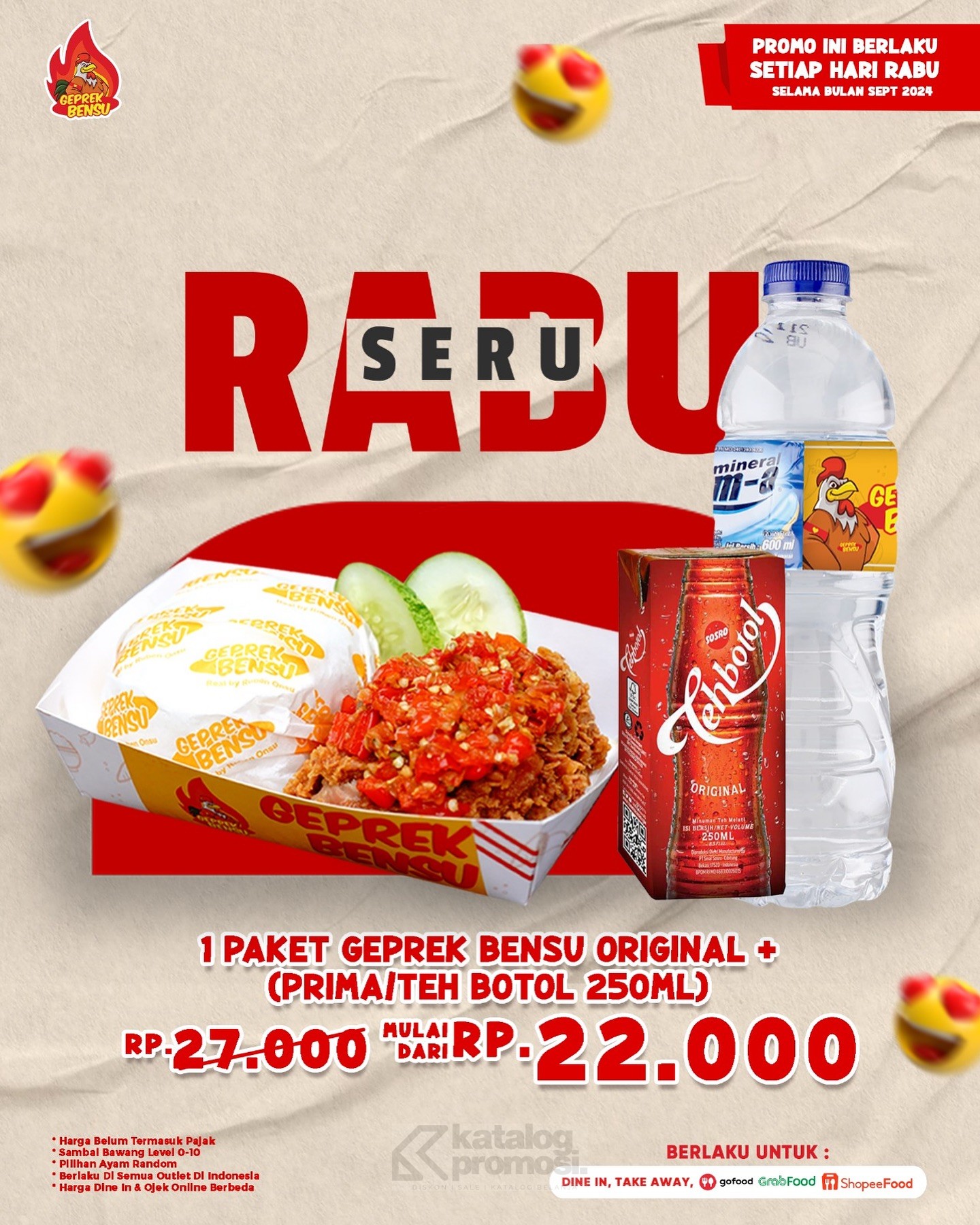 Promo GEPREK BENSU RABU SERU Paket Hemat Mulai dari Rp22.000!