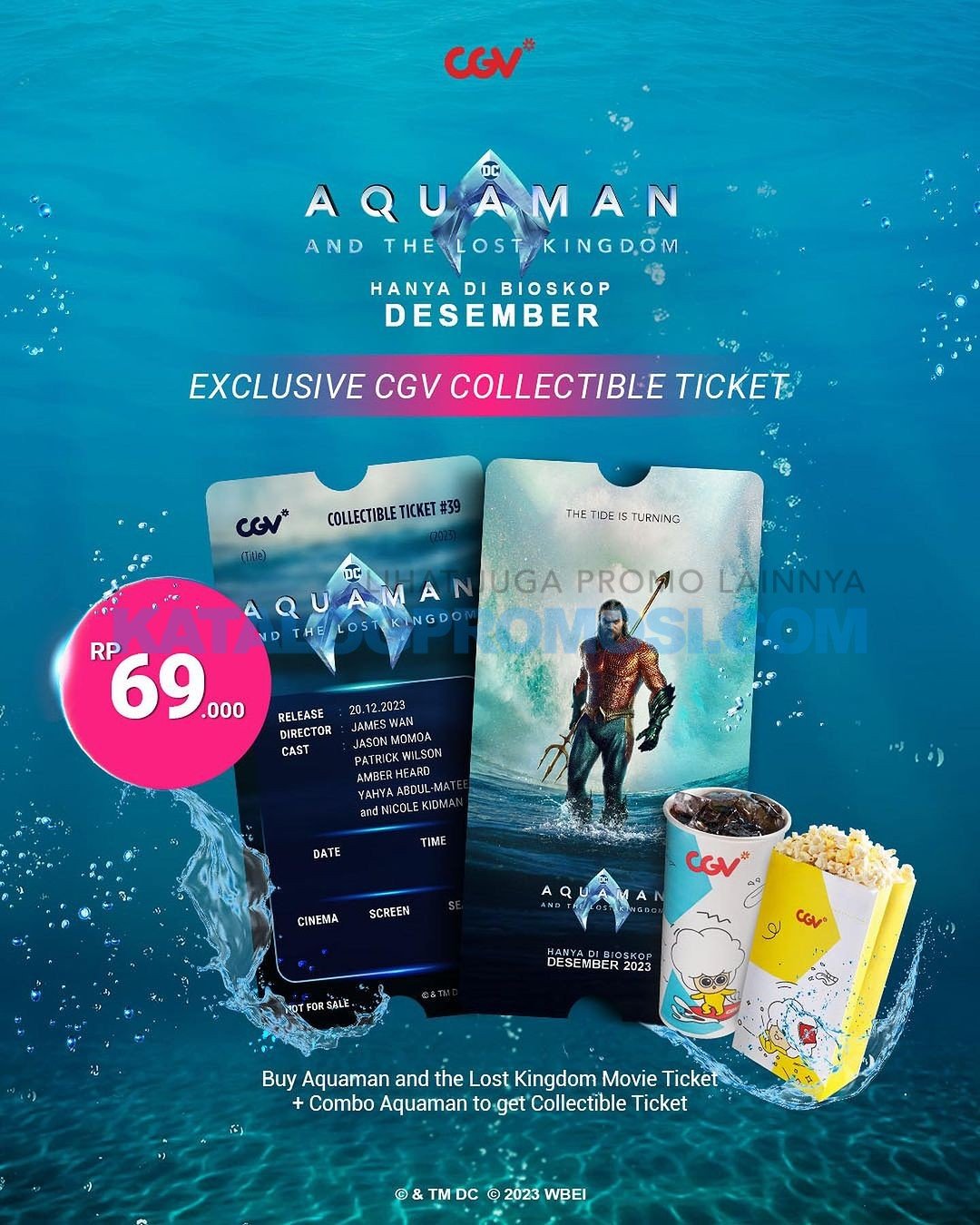 Promo CGV CINEMA BELI TICKET Aquaman and The Lost Kingdom + Combo Aquaman GRATIS Collectible Ticket