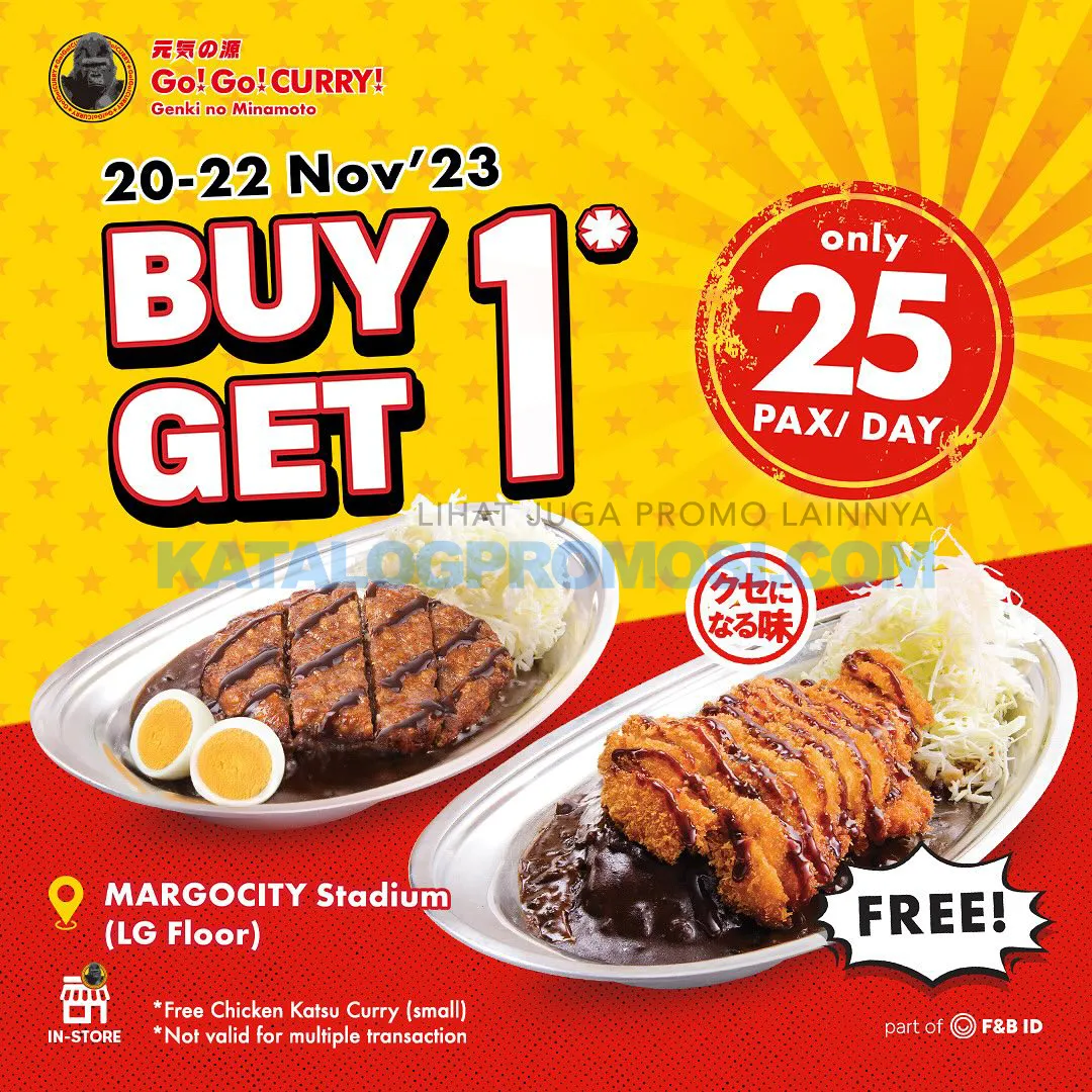Promo GO! GO! CURRY MARGO CITY OPENING PROMO - BUY 1 GET 1 FREE CURRY RICE