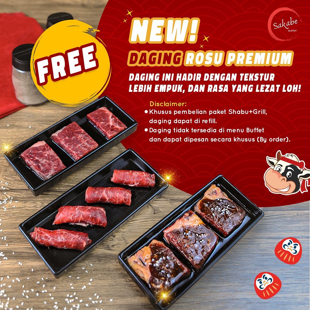 Promo SAKABE BUFFET EXTRA BONUS BONUS FREE Daging Rosu Premium