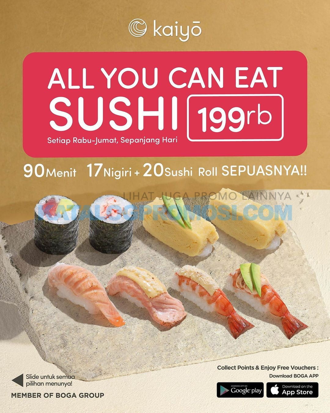 Promo Kaiyo ALL YOU CAN EAT SUSHI SEPUASNYA cuma Rp. 199.000