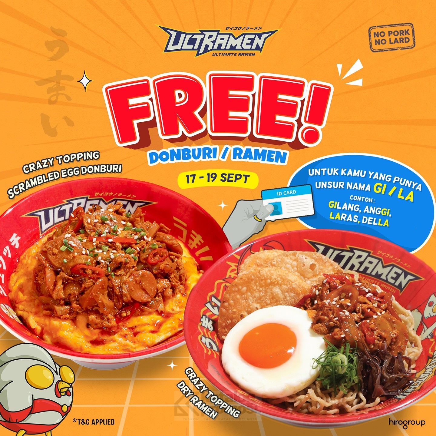 PROMO ULTRAMEN FREE RAMEN kalau kamu punya unsur nama GI Atau LA