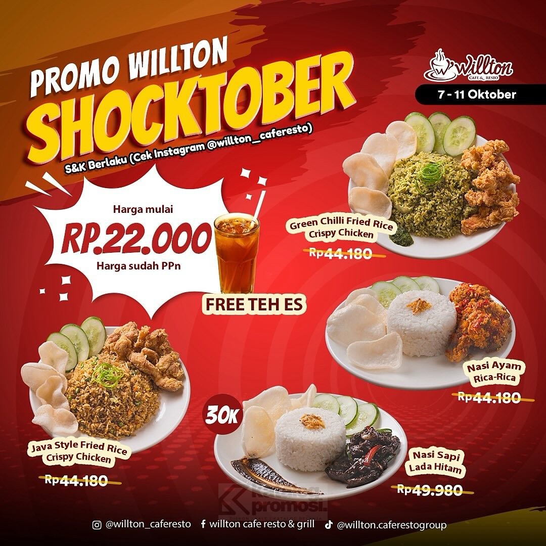 Promo Shocktober Willton Cafe & Resto Harga Special Mulai Dari Rp 22 Ribu*