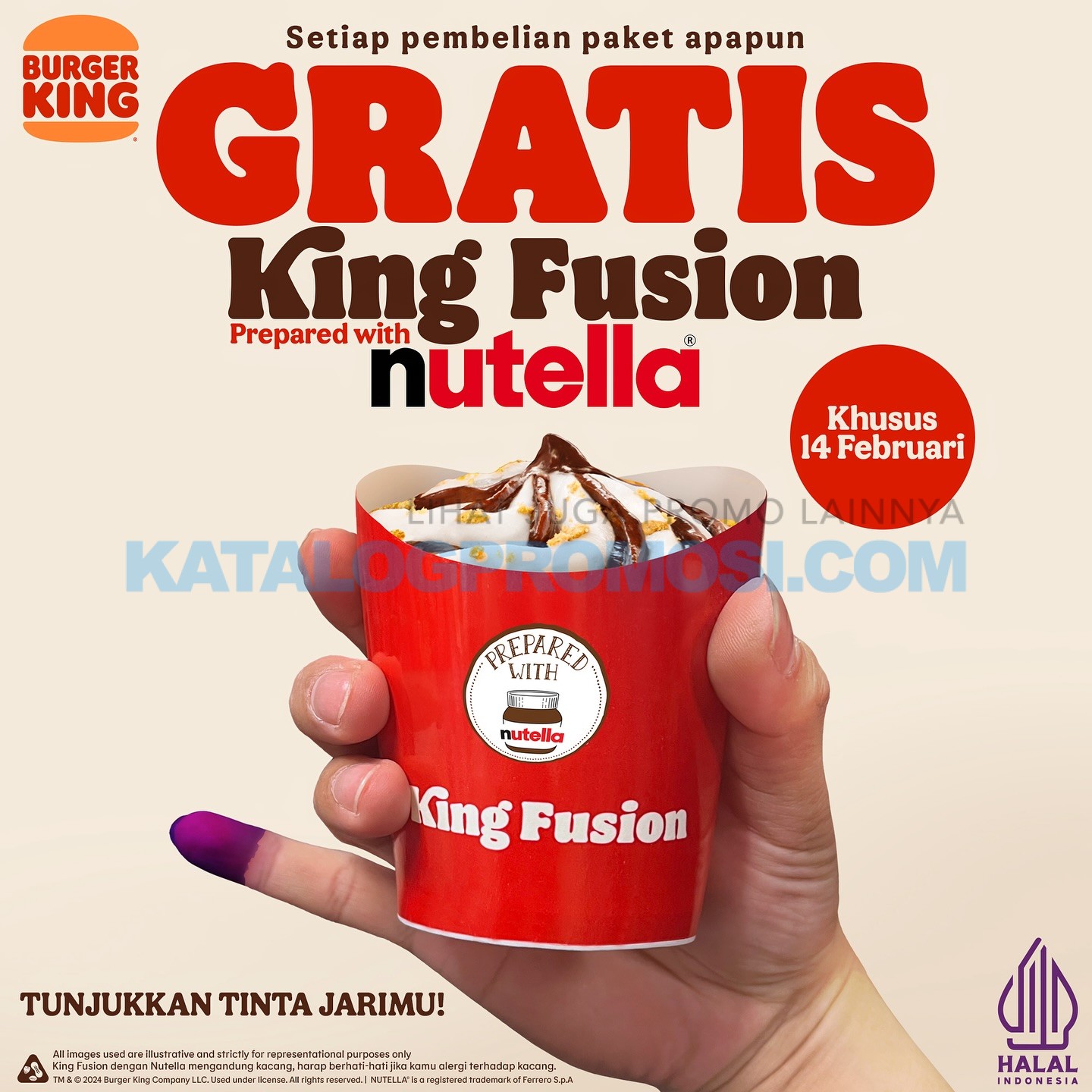 Promo PEMILU BURGER KING GRATIS KING FUSION prepared with NUTELLA