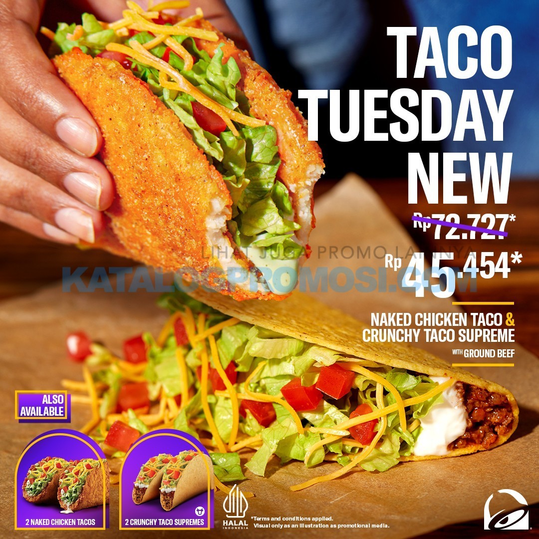 Promo TACO BELL TACO TUESDAY - Beli 2 taco dengan SPECIAL PRICE Rp 45.454*