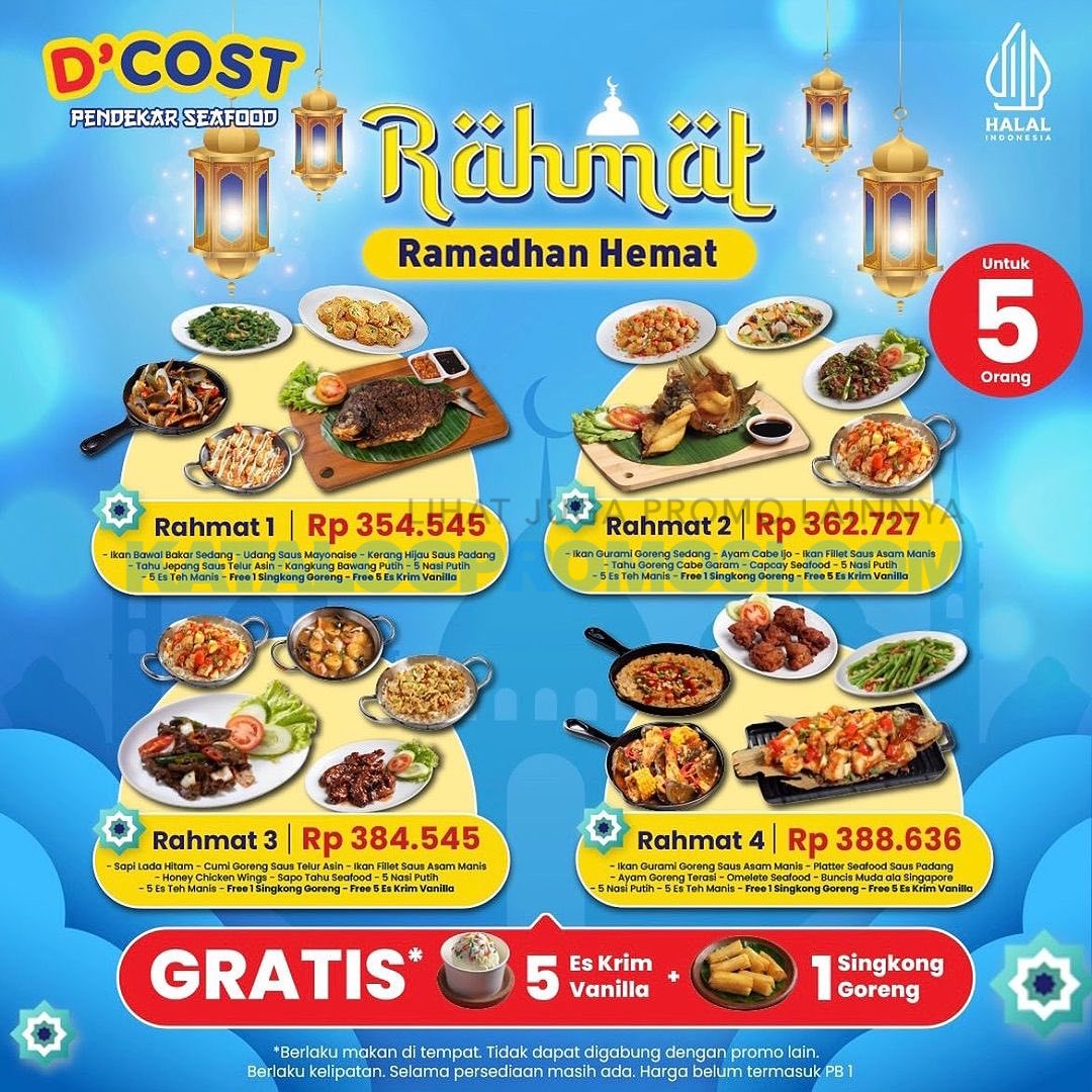 Promo DCOST paket RAHMAT - GRATIS 5 es krim dan 1 singkong goreng berlaku selama bulan Ramadhan 2024