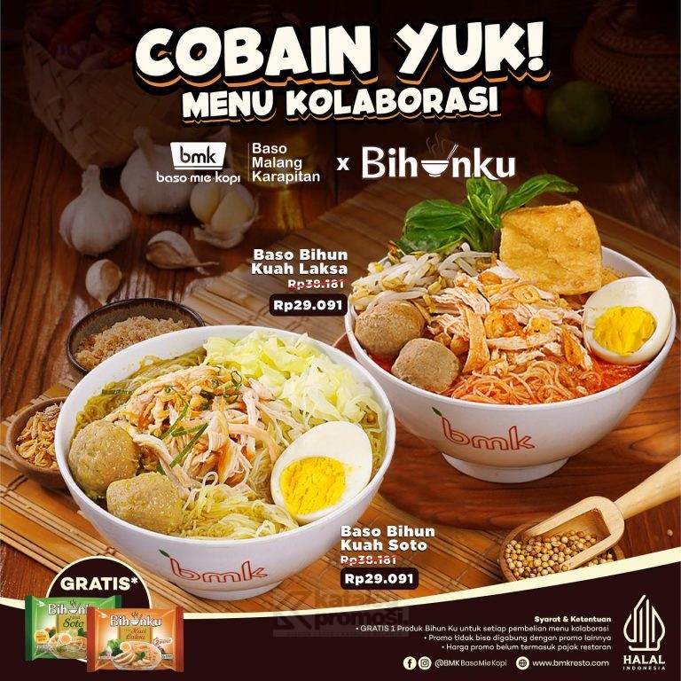 BARU! MENU KOLABORASI BMK BASO MIE KOPI x BIHUNKU mulai Rp. 29.091